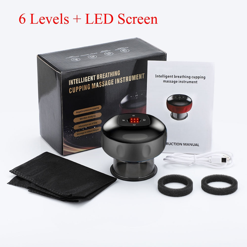 Electric Cupping Massager Scraping and Cupping Therapy Red Light Heating Vibration Pressotherapy Rechargeable Pain Relief - Korvel