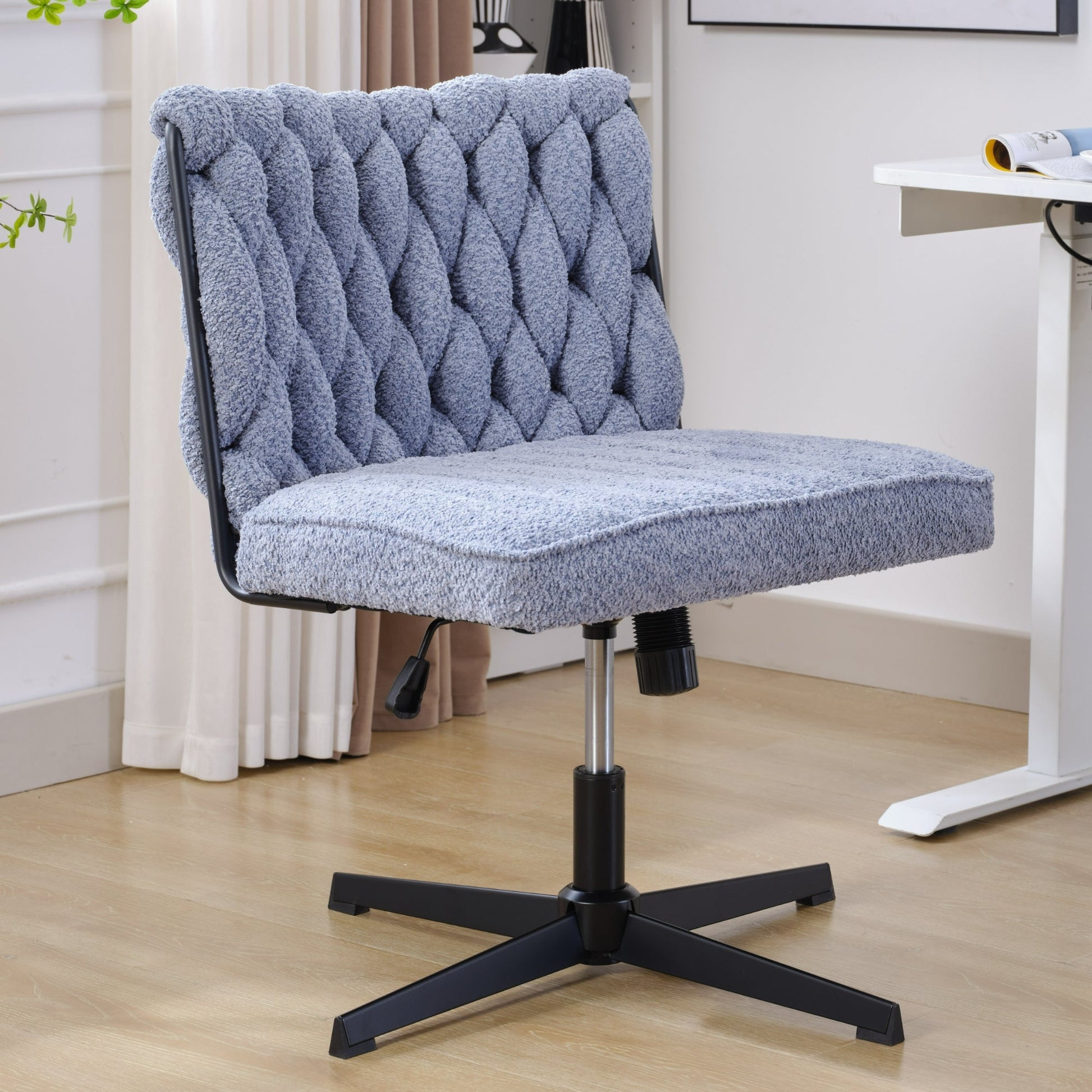Armless Office Desk Chair No Wheels BLUE - Korvel