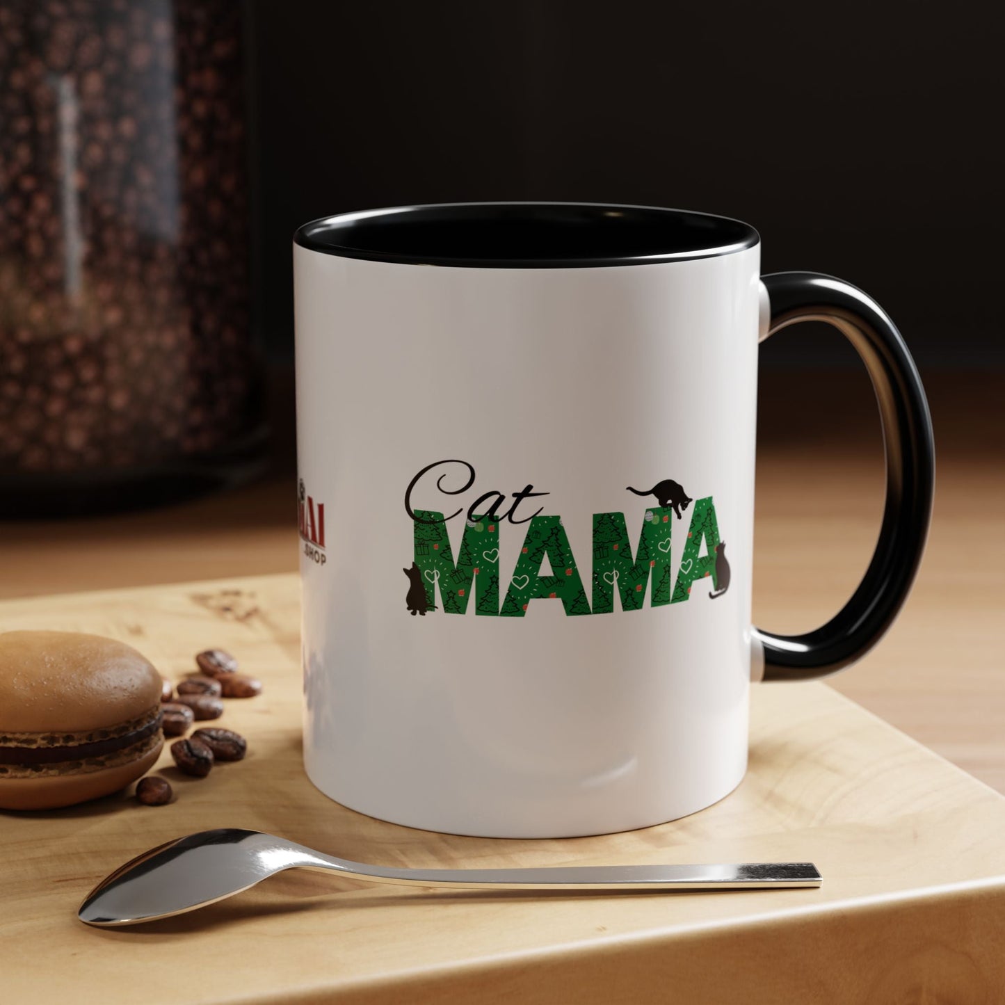 Christmas Cat Mama Accent Coffee Mug - 11oz & 15oz