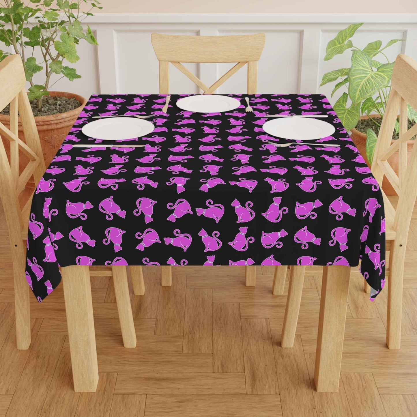 Pink Cat Tablecloth - Playful Dining Experience