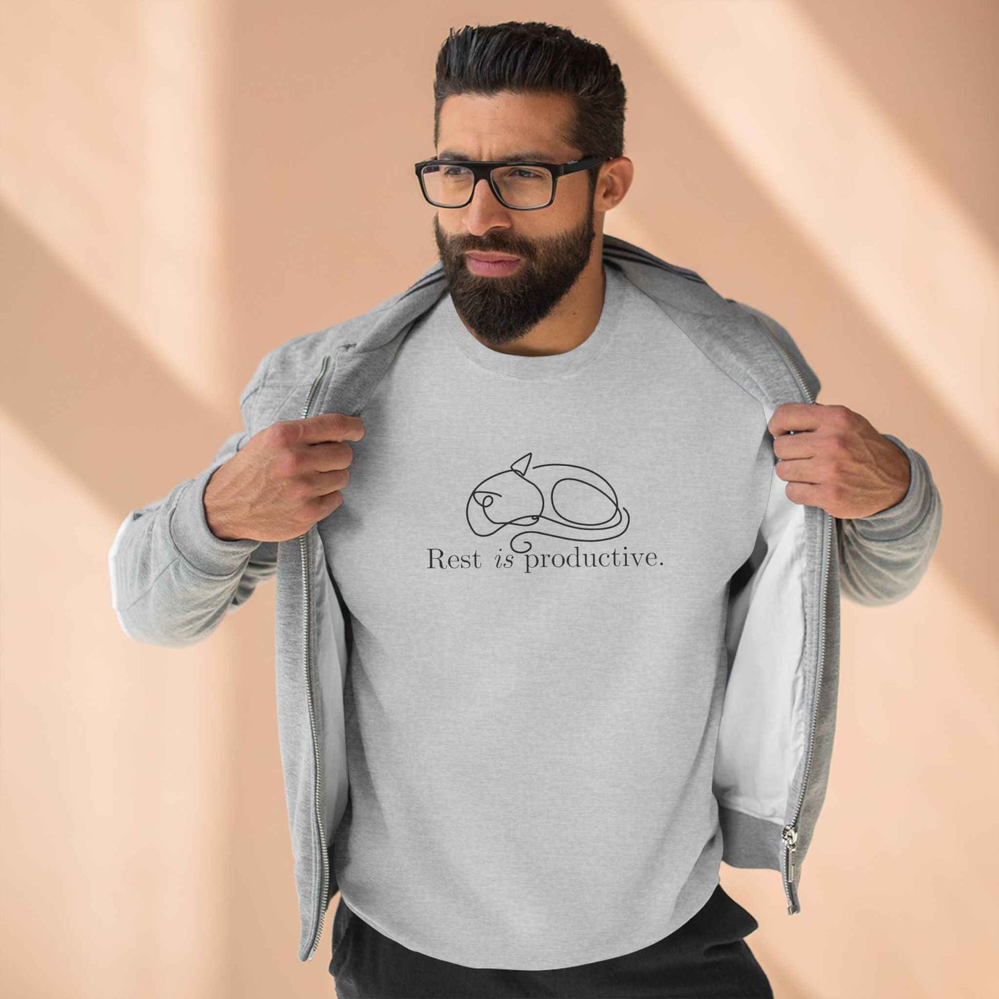 Sudadera Minimalista de Gato 'Descansar es Productivo'