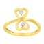 Bague en diamant à double cœur en or jaune 14KT - Taille 7
