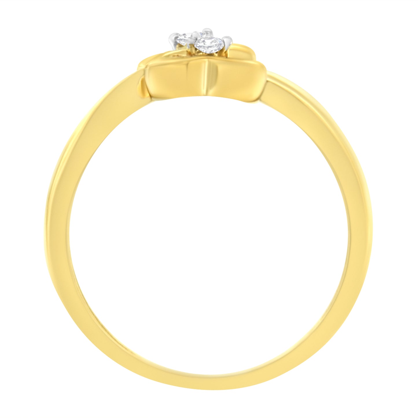 Bague en diamant à double cœur en or jaune 14KT - Taille 7