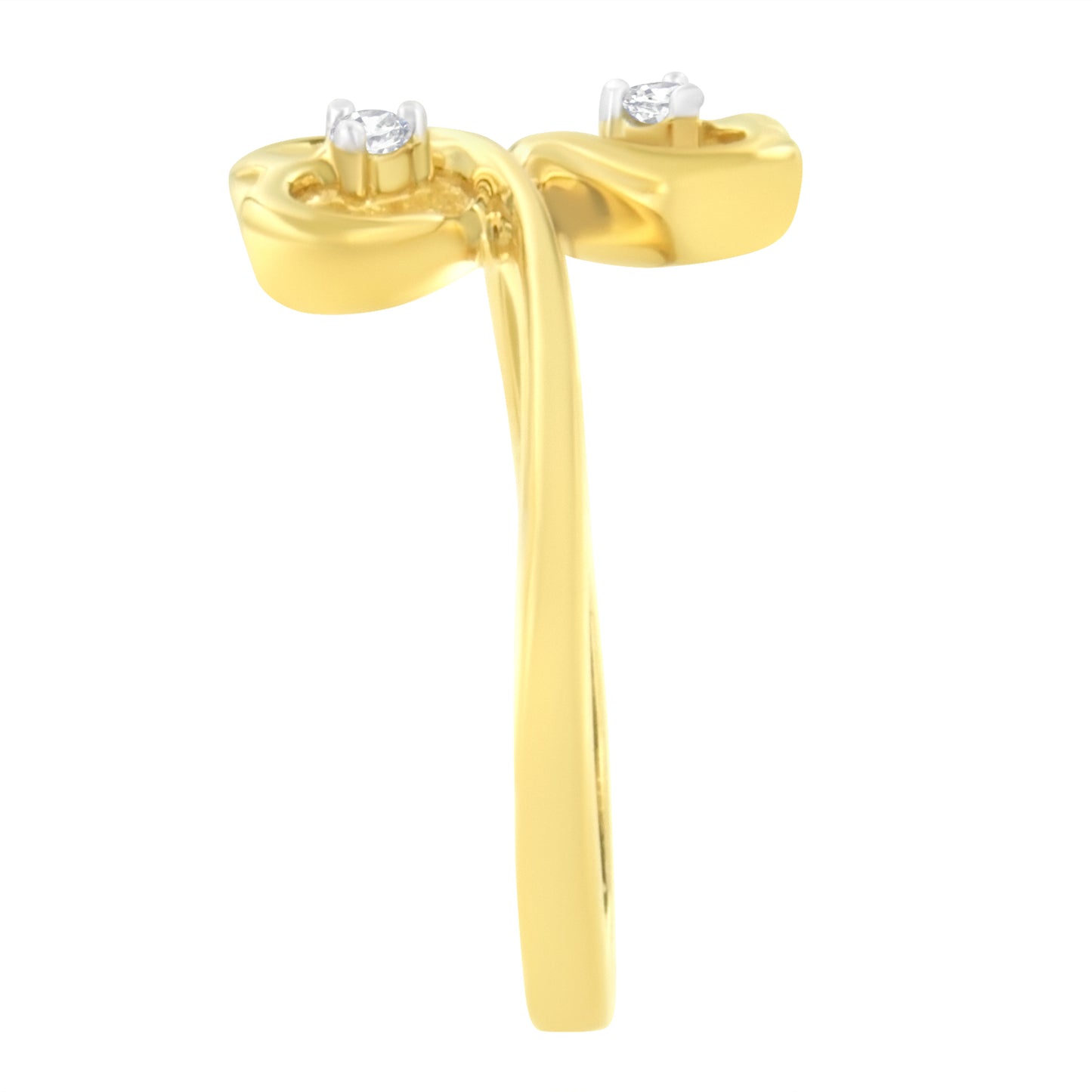 Bague en diamant à double cœur en or jaune 14KT - Taille 7