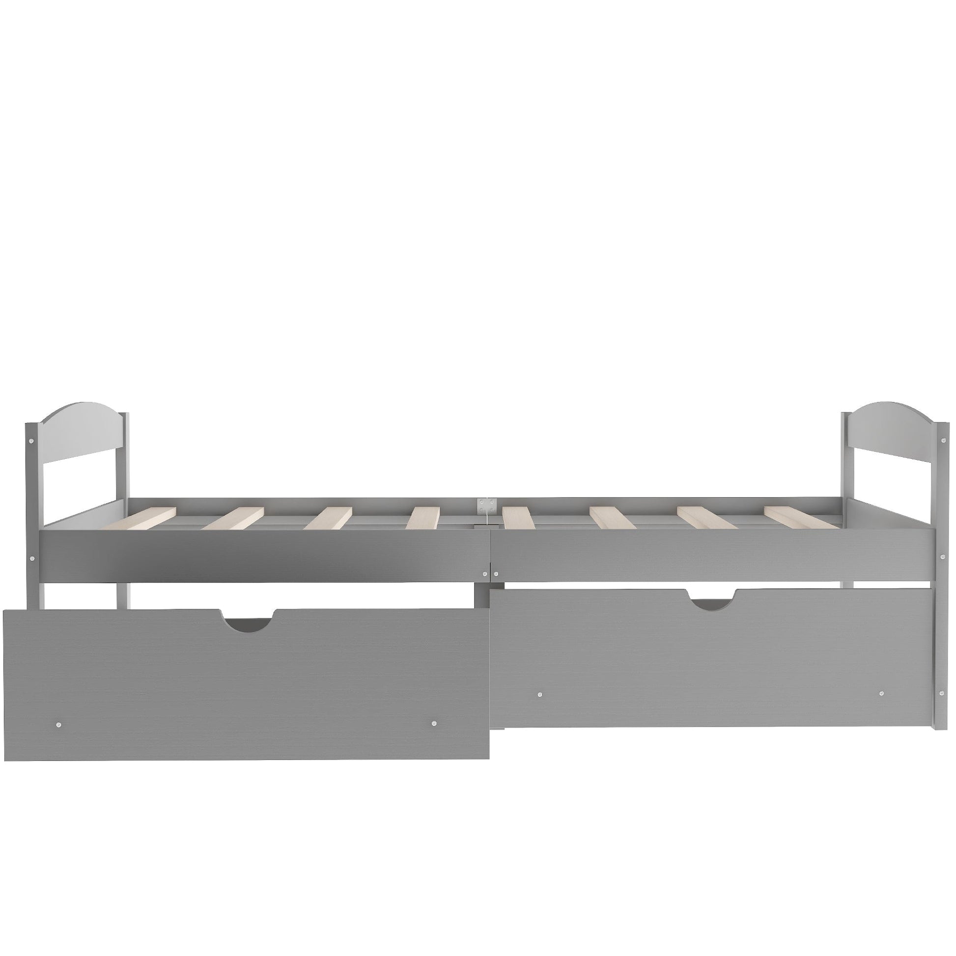 Twin size platform bed, with two drawers, gray - Korvel