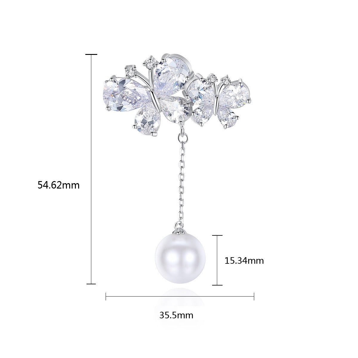 Zircon Butterfly Pin Fashion Korean Edition AAA Zircon Butterfly Design Pearl Women's Small Suit Accessories - Korvel