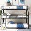Twin XL/Full XL/Queen Triple Bunk Bed with Long and Short Ladder and Full-Length Guardrails Black - Korvel