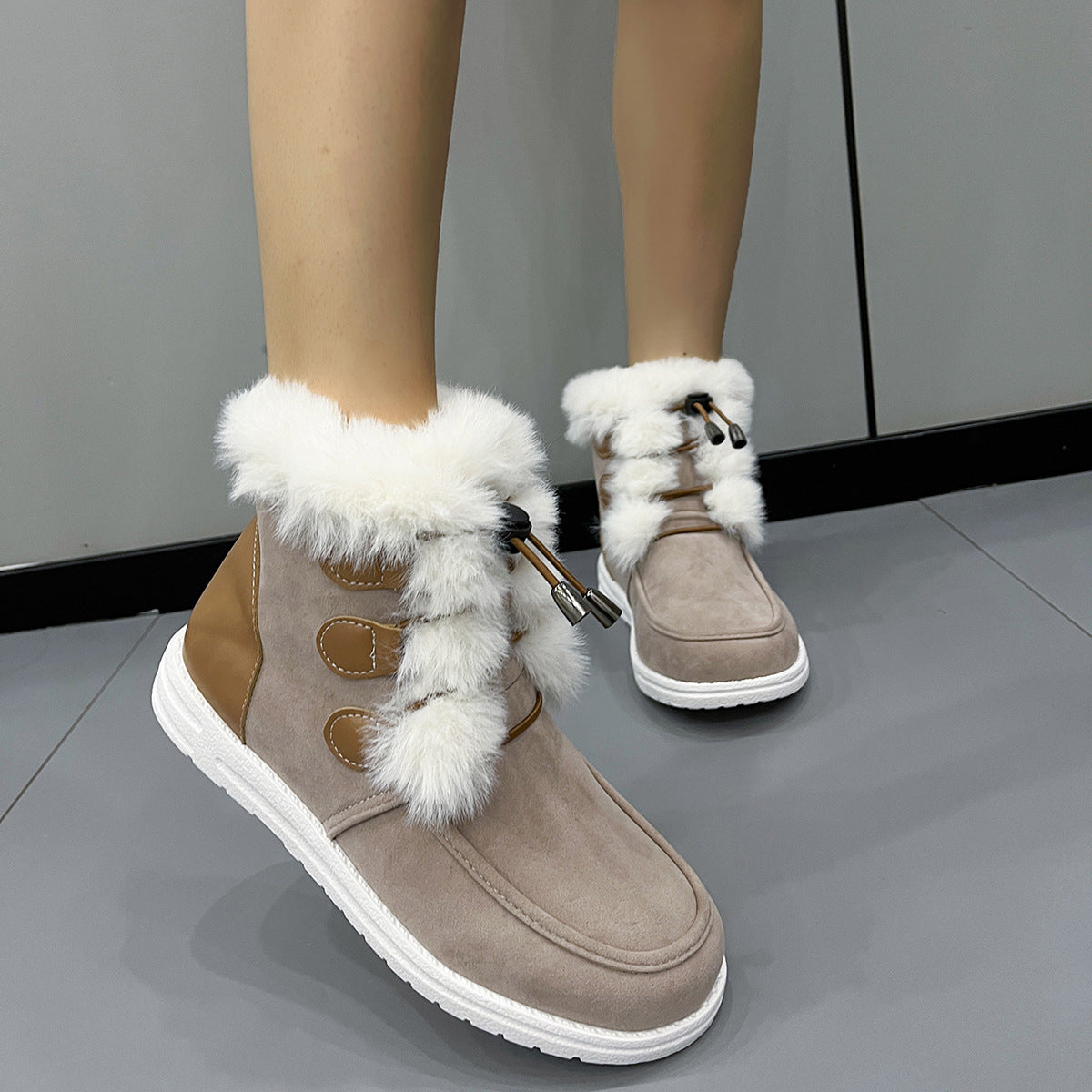 Botas de Nieve de Suede y Forro de Franela para Mujeres