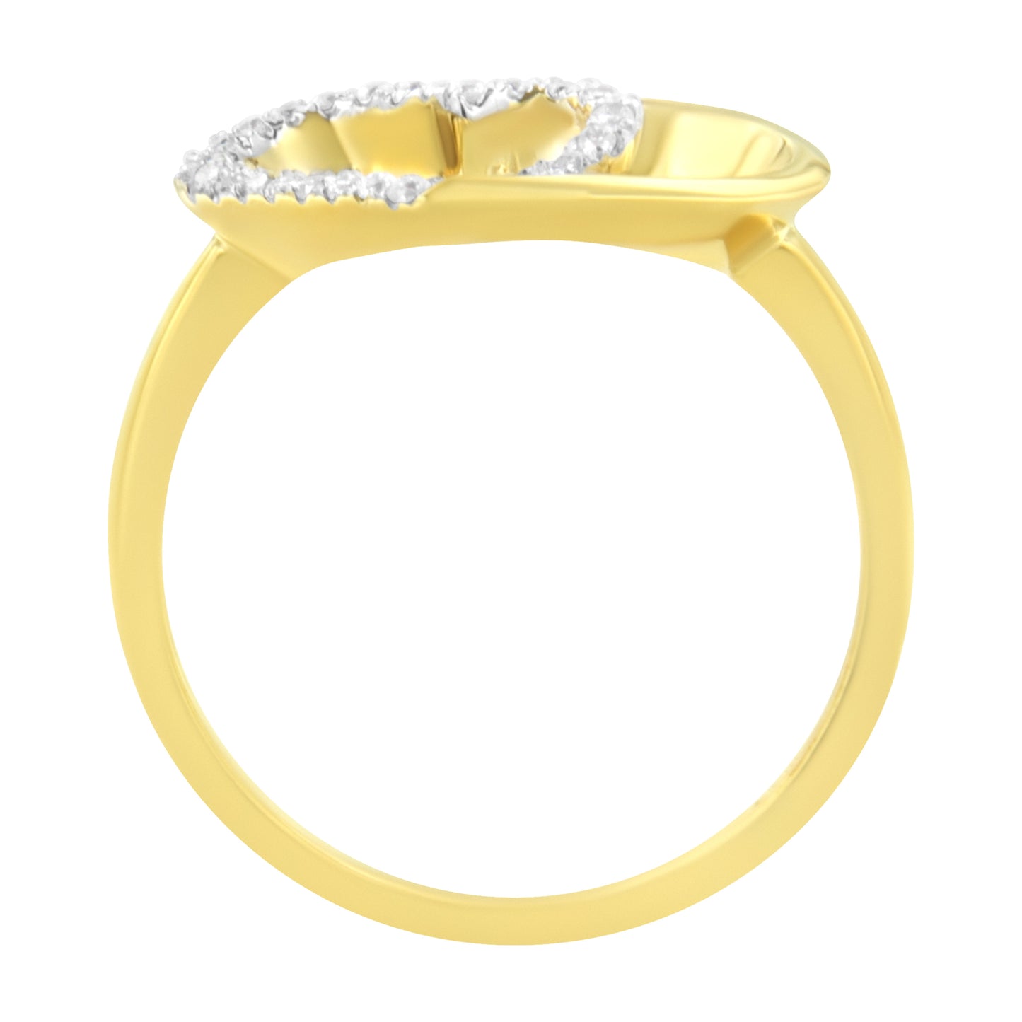 Bague en forme de cœur en diamant en or jaune 14KT - Taille 7