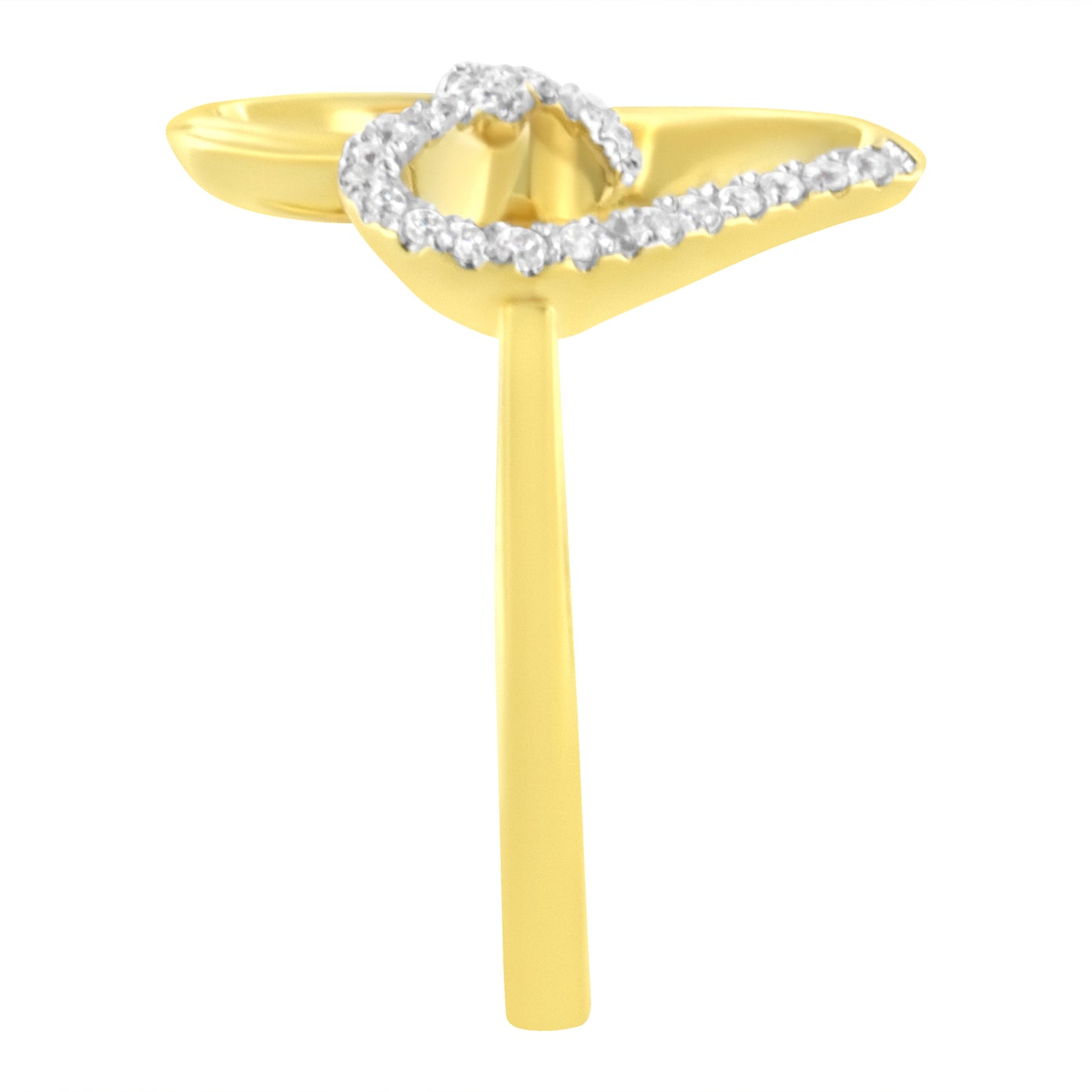 Bague en forme de cœur en diamant en or jaune 14KT - Taille 7