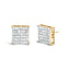 10K Yellow Gold Invisible-Set Princess-Cut Diamond Stud Earrings