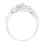 14KT White Gold Diamond Twin Heart Ring - Size 6.5