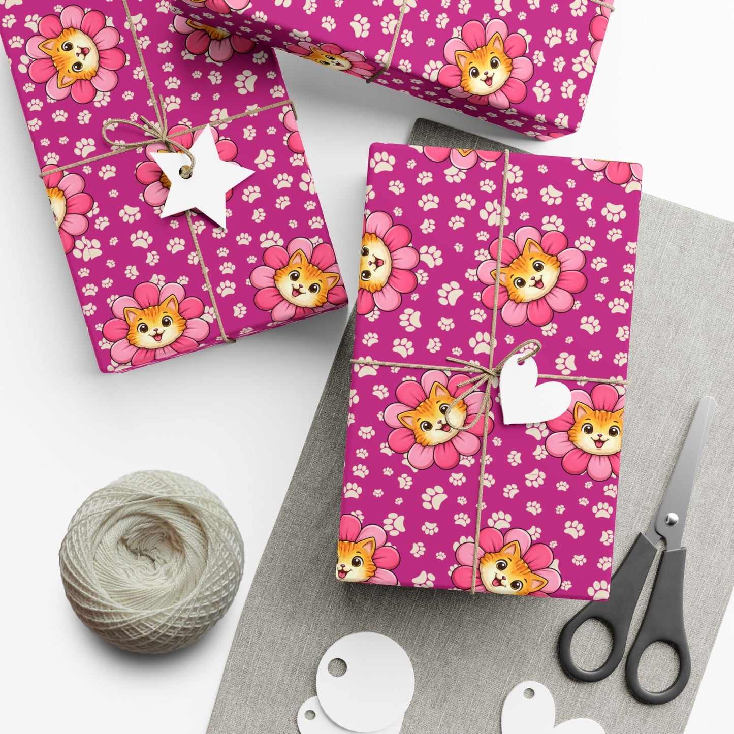 Pink Cat Blossom Gift Wrap | Adorable Cat Lover Wrapping Paper