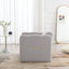 Armchair with wavy armrests, metal decorations on both sides of the armrests, made of Teddy cloth, light gray - Korvel