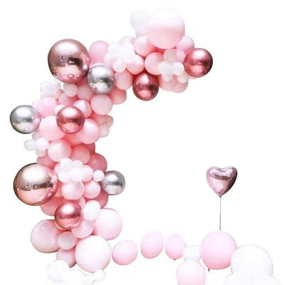 108 pcs Pink White Metallic Garland Arch Balloon Kit
