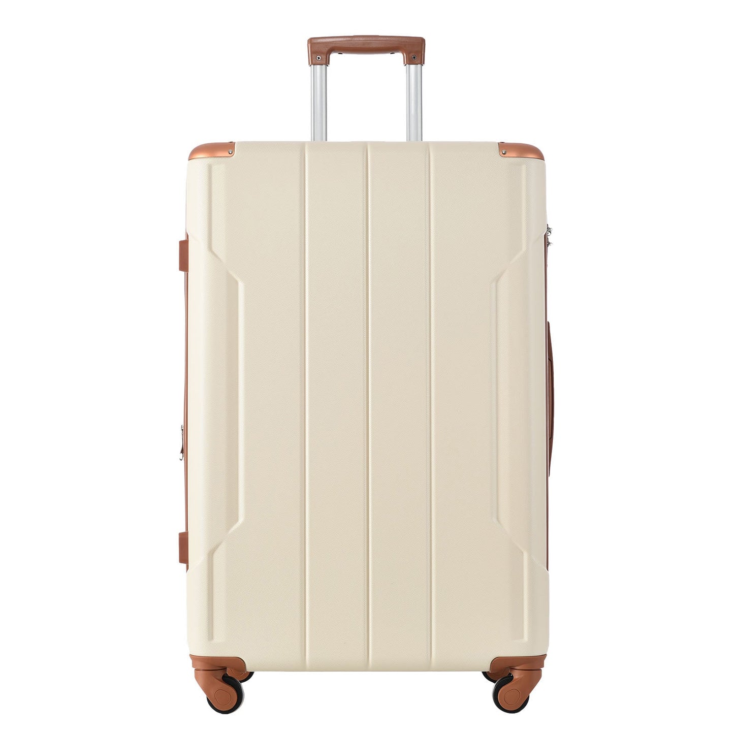 Hardshell Luggage Sets 3 Pcs Spinner Suitcase with TSA Lock Lightweight 20''24''28'' Brown white + ABS - Korvel