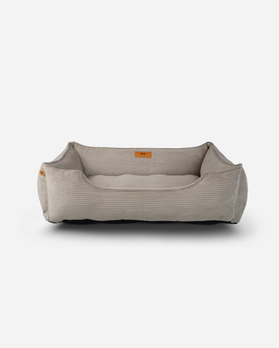 Luxurious Taupe Corduroy Dog Sleeper Bed