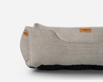 Luxurious Taupe Corduroy Dog Sleeper Bed