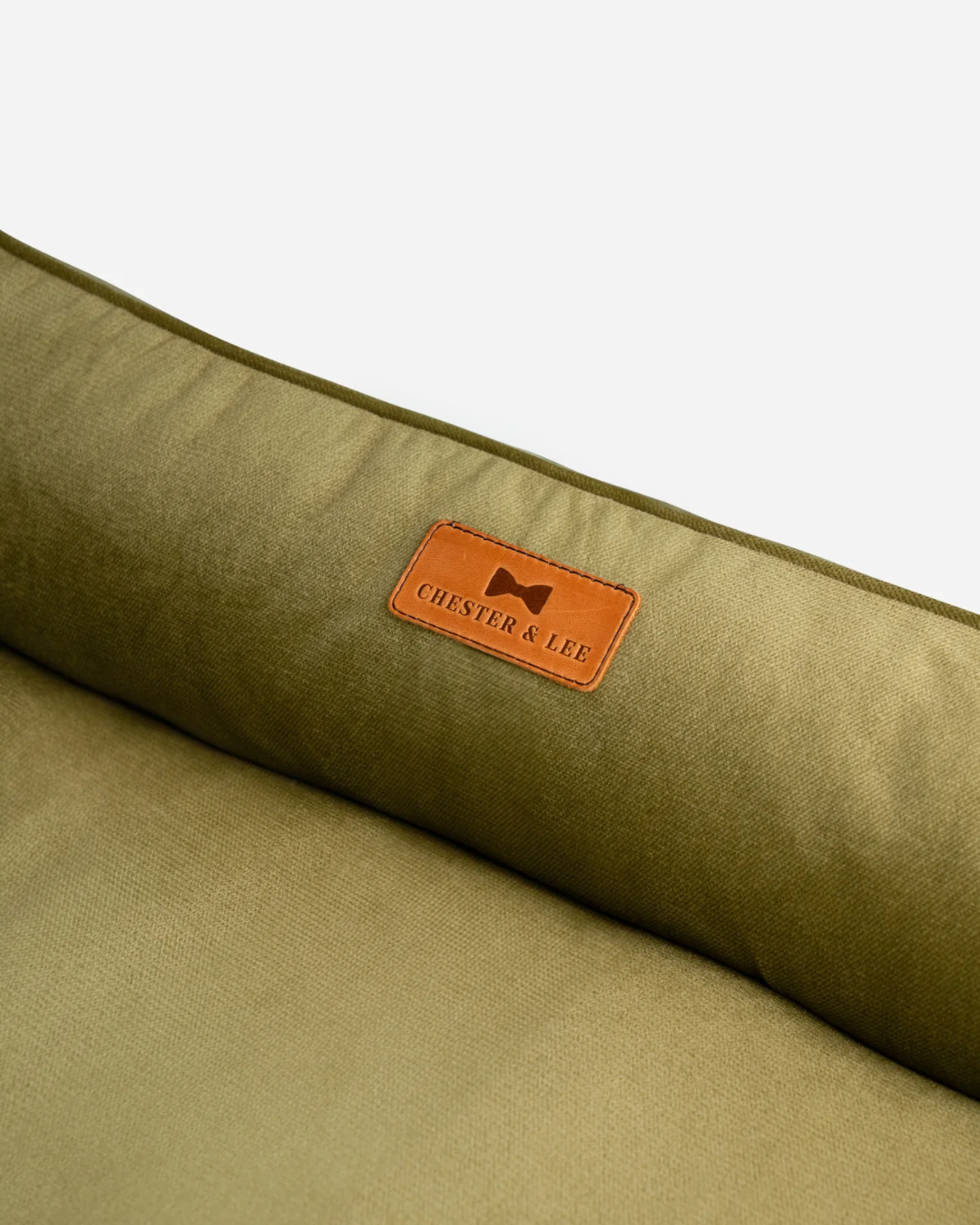 Luxurious Olive Velvet Dog Sleeper Bed