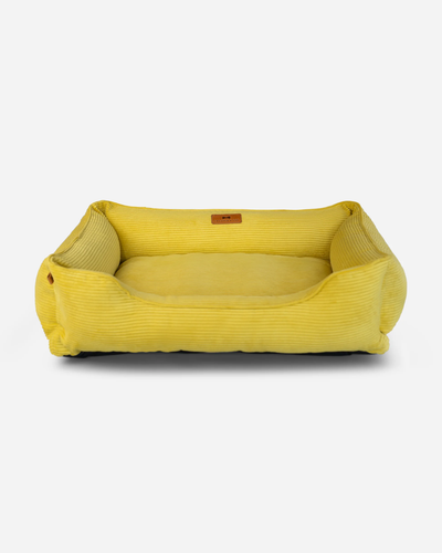 Sunny Yellow Luxe Corduroy Dog Sleeper Bed