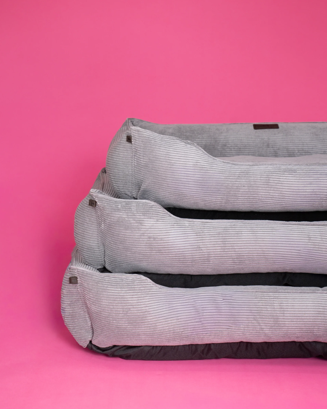 Luxurious Gray Corduroy Dog Sleeper Bed