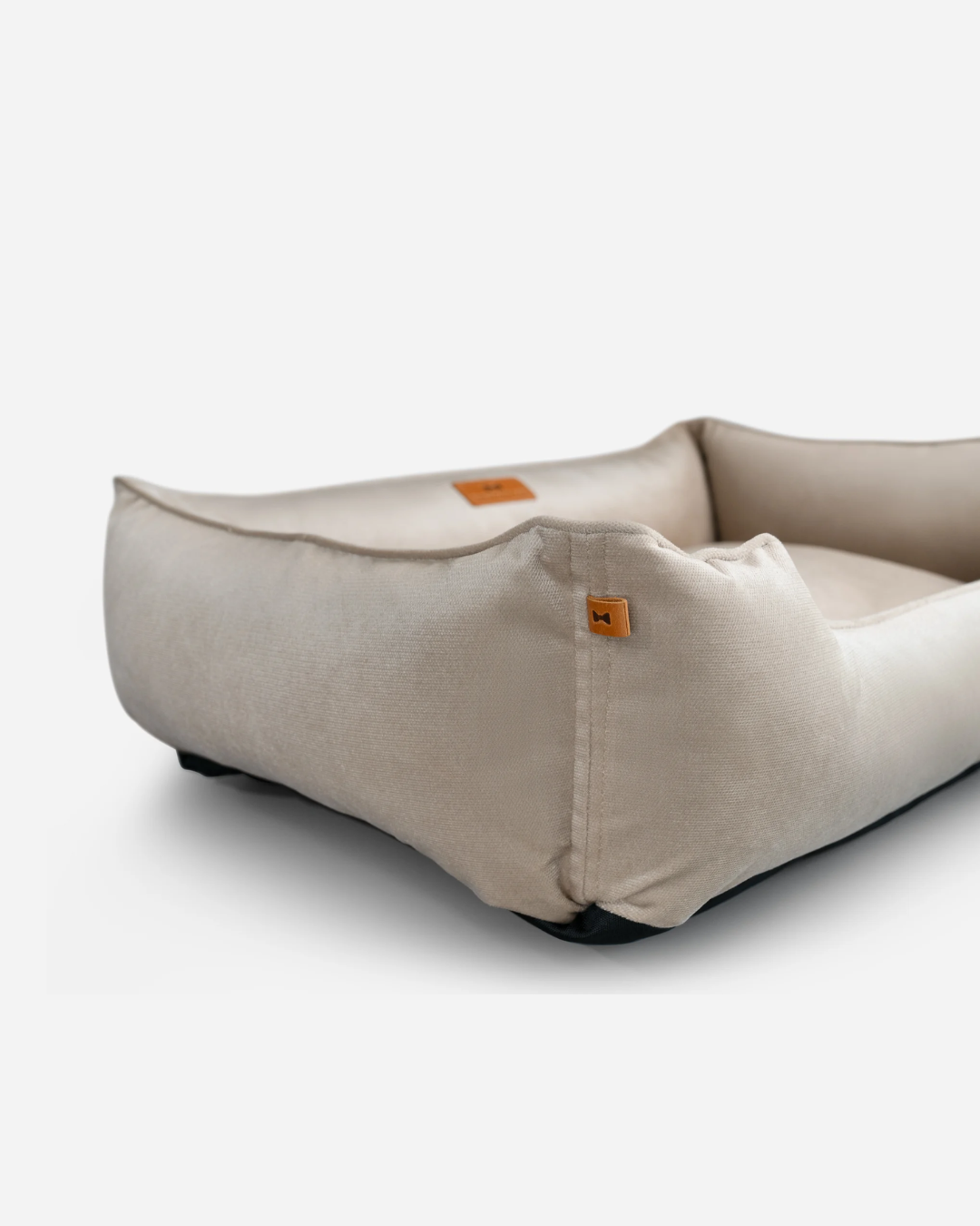 Lit orthopédique en velours luxueux beige