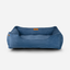 Cama para perros de terciopelo azul lujosa