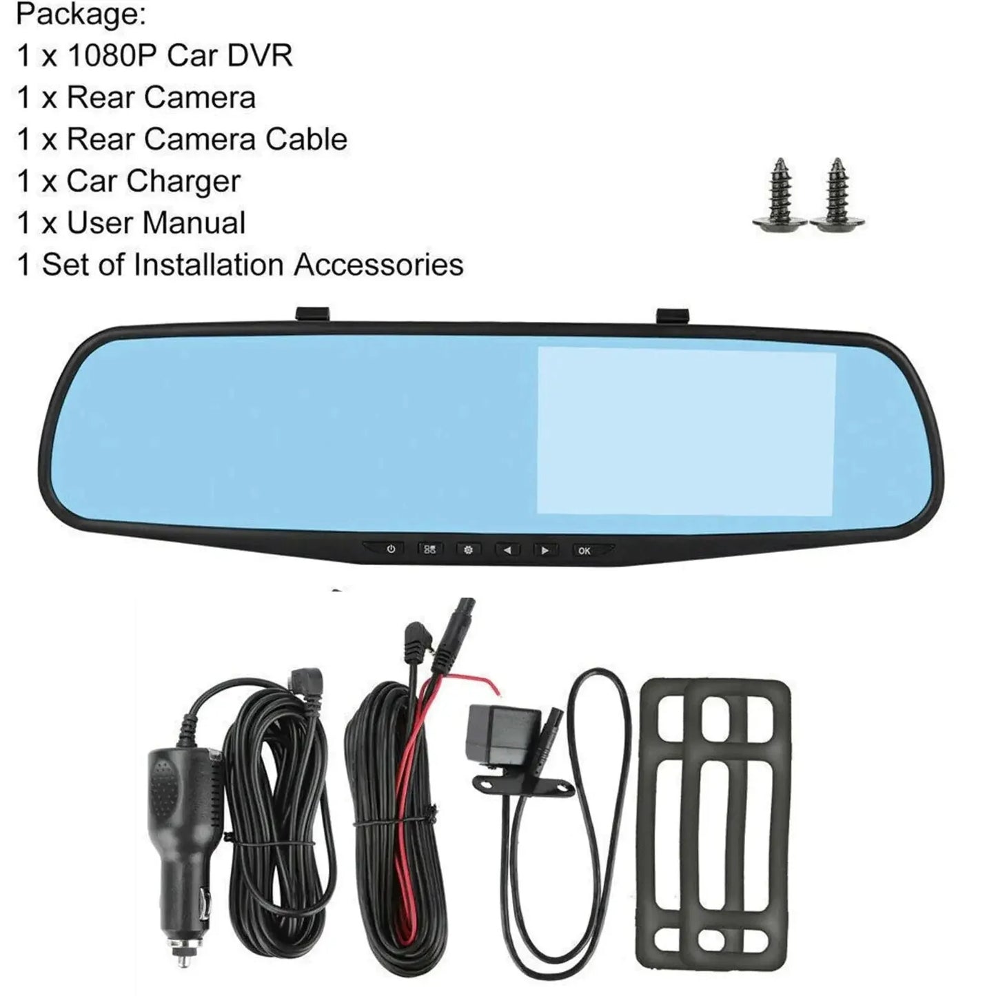 Caméra de tableau de bord double HD 1080P avec design de rétroviseur