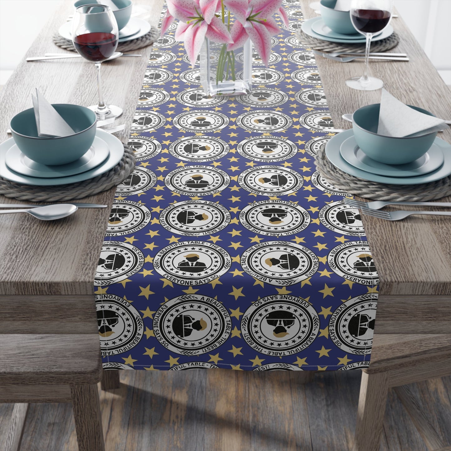 Elegant Faux Seal Pattern Table Runner