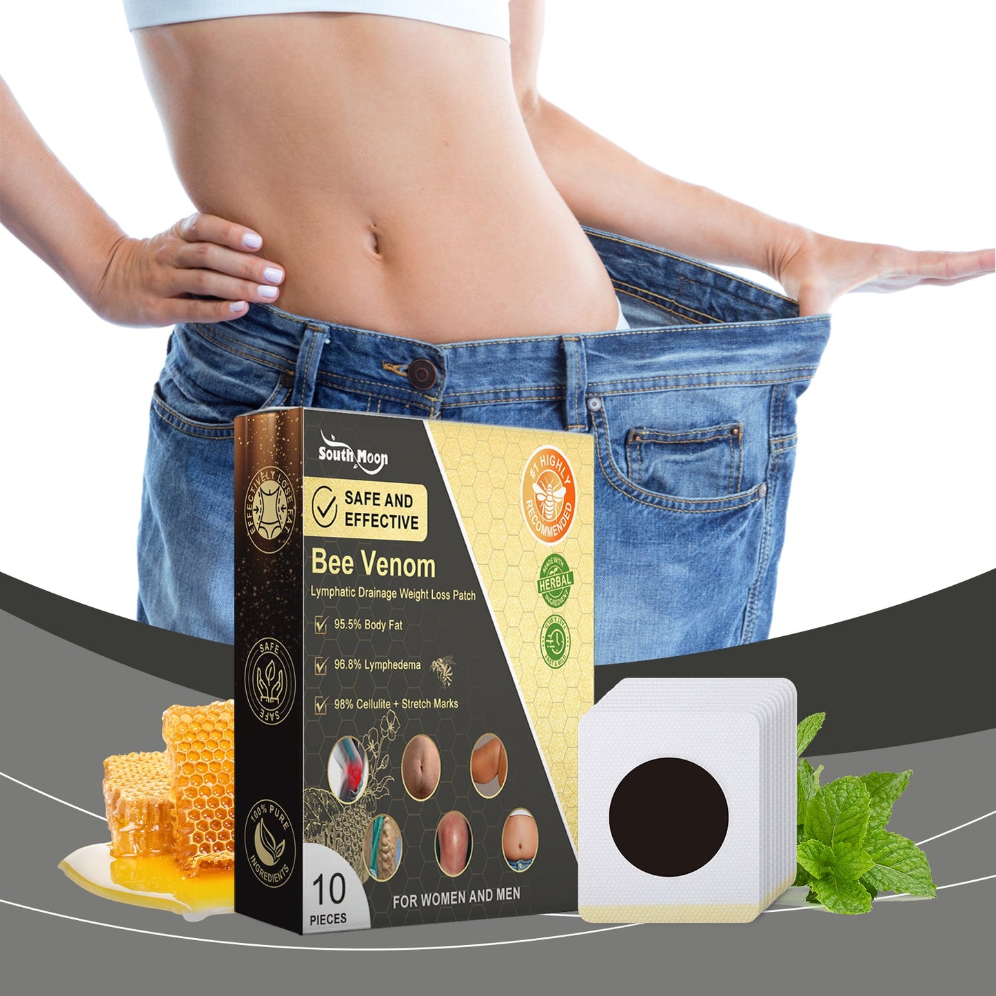 Bee Venom Lymphatic Drainage Weight Loss Patch, Lymphatic Slimming Paste Shaping Slimming Digestion Health Vitality Detumescence Care Body Shaping Considerate - Korvel