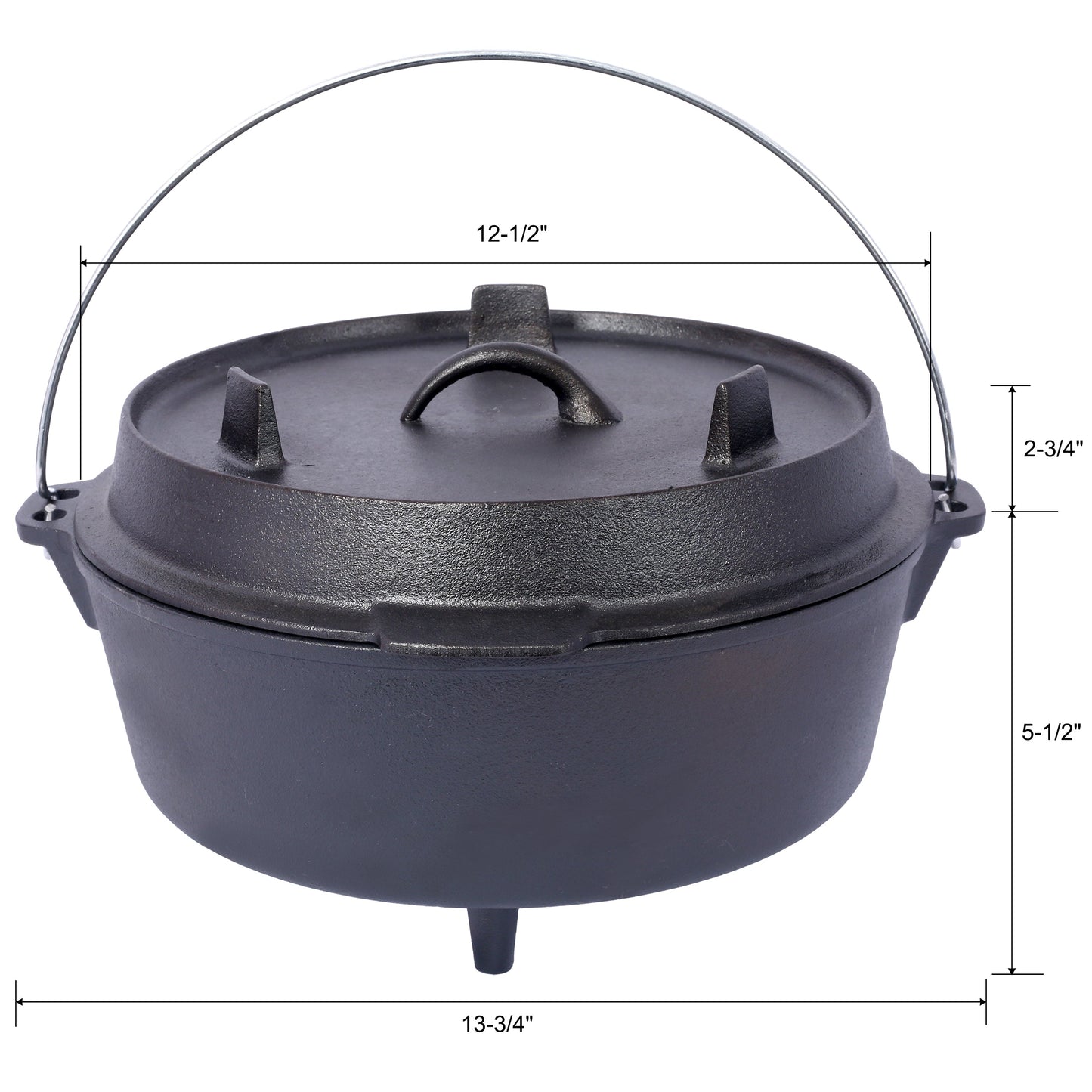 ast iron Dutch oven with lid, outdoor camping deep pot, used for camping, cooking, barbecue and leg rest,6 quarts - Korvel