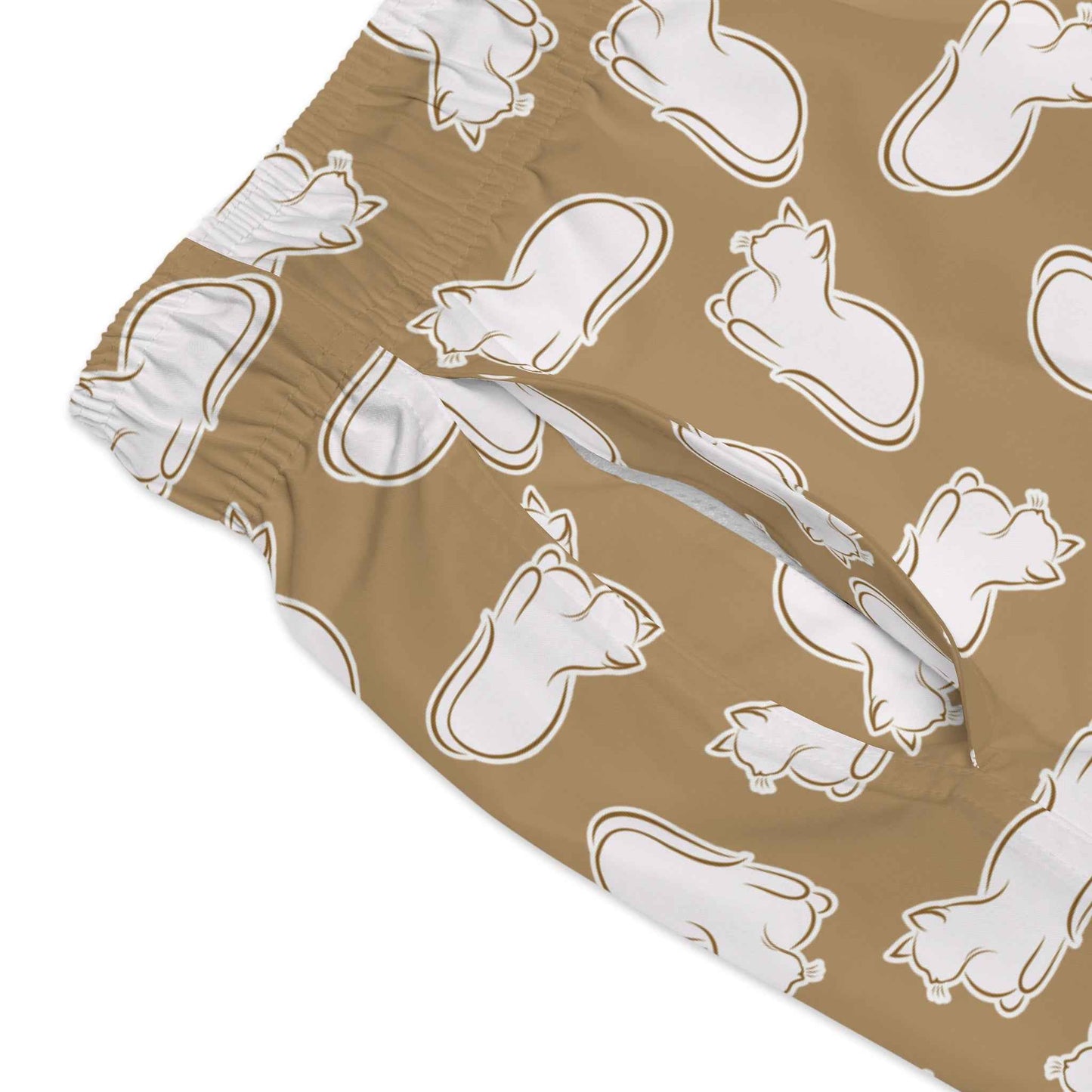 Shorts de bain Laid-Back Cat Chaos – Imprimé ton sable