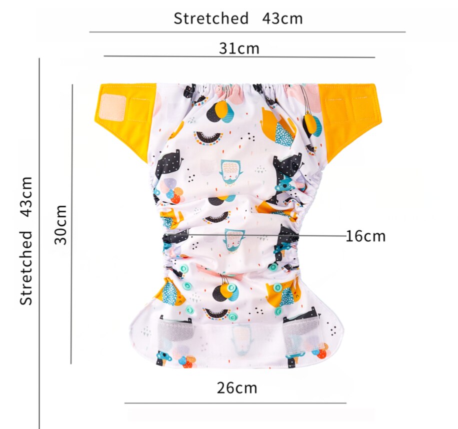 Happy Flute 1 pcs heavy wetter night AIO AI2 baby cloth diaper nappy one size fit all - Korvel