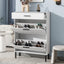 Independent shoe rack storage box with drawers and metal legs, modern shoe cabinet with 2 flippable drawers - Korvel