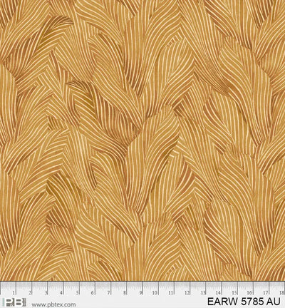 108" Earth Tones Gold Leaf Cotton Wideback Fabric