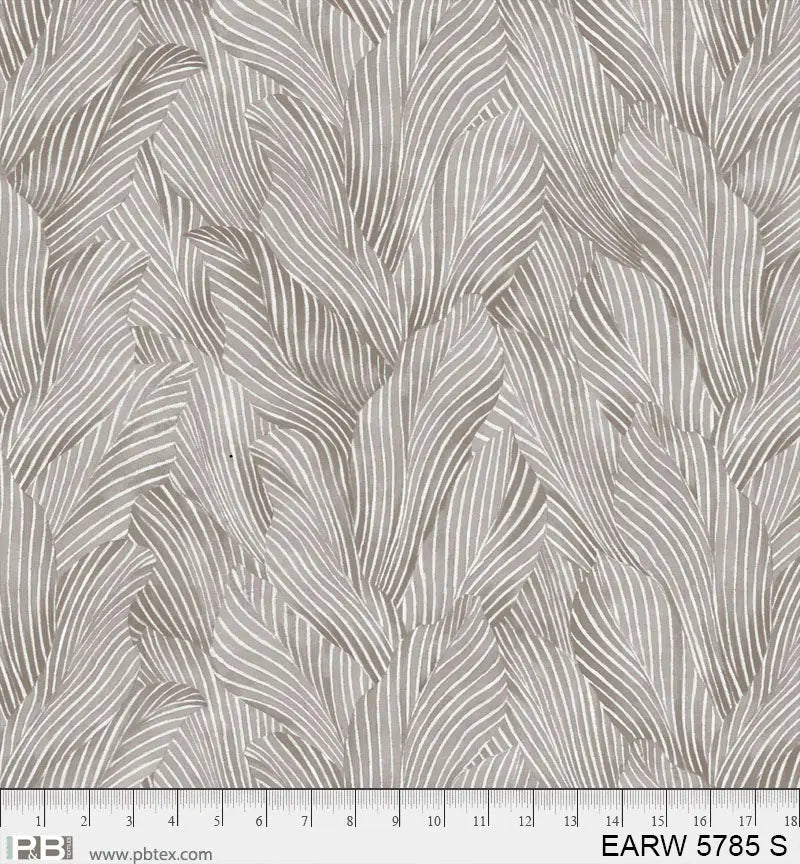 108" Earth Tones Grey Leaf Cotton Wideback Fabric