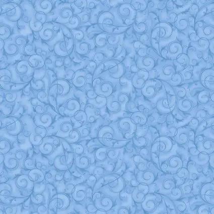 108" Swirls and Twirls Light Blue Cotton Wideback Fabric