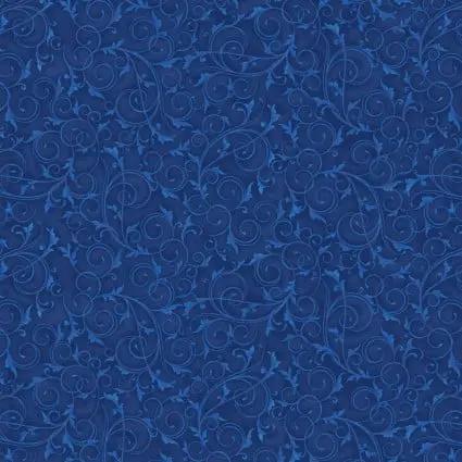 Tissu large en coton bleu royal à motifs tourbillonnants de 108"
