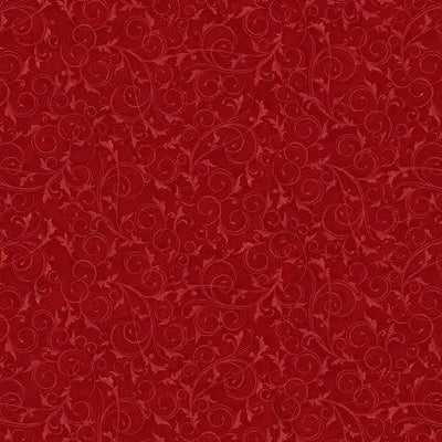 Tela de algodón de fondo ancho Swirls and Twirls rojo rubí de 108"