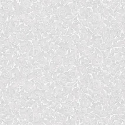 Tela de algodón de respaldo ancho suave gris de 108" Swirls and Twirls
