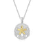 Pendentif en Argent Sterling et Or Jaune 14k en Forme de Dollar de Sable