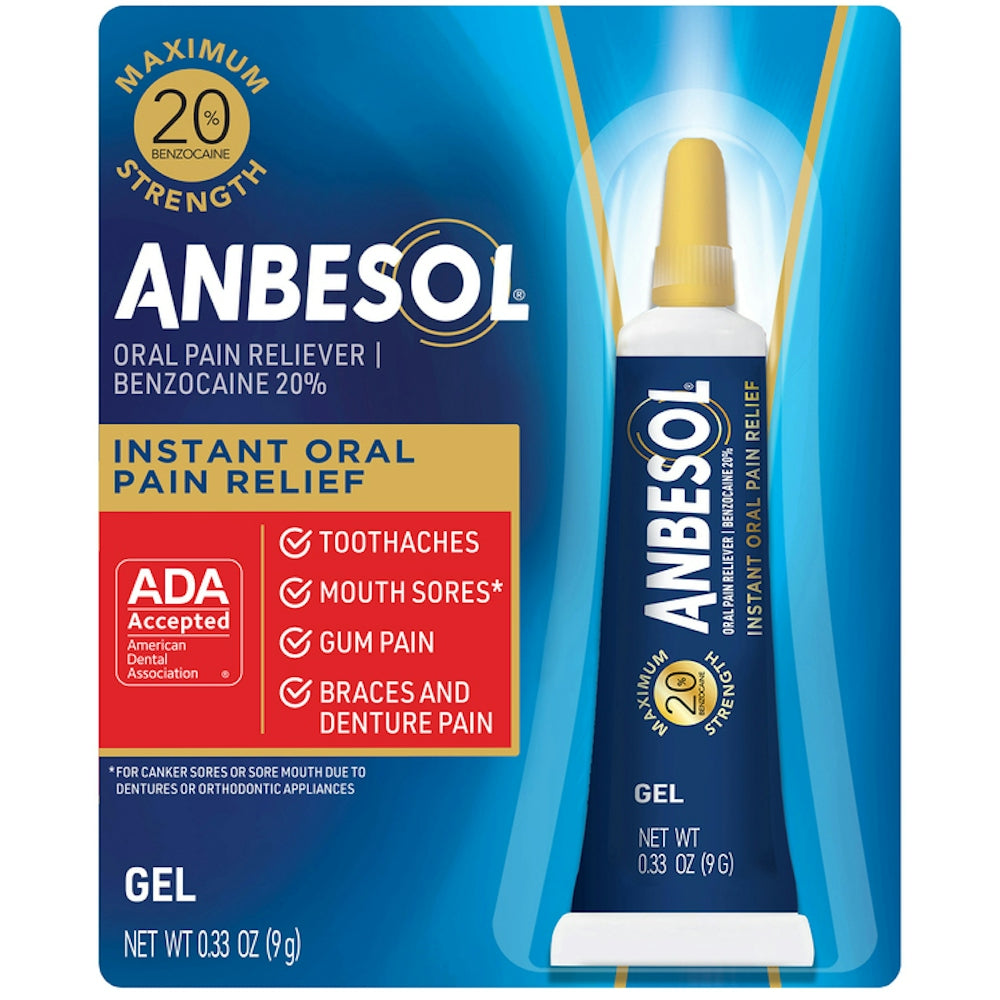 Gel de soulagement de la douleur buccale instantané Anbesol - Force maximale (0,33 oz)