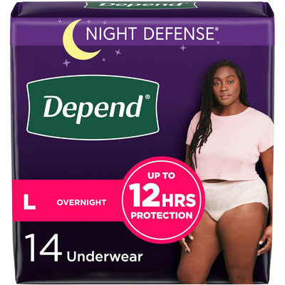 Depend Night Defense Ropa Interior para Incontinencia de Adultos para Mujeres - Grande, Rosa