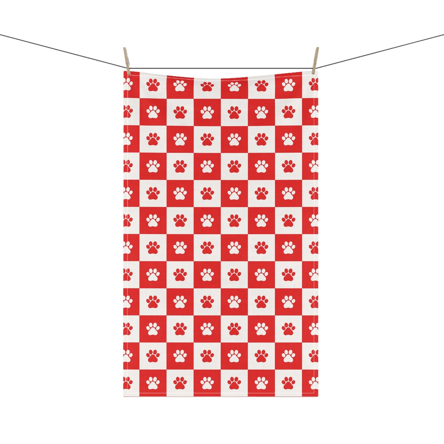 Torchons de cuisine à pattes rouges et blanches - Options en coton et polyester