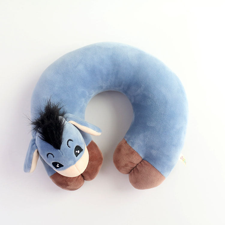 JSQTOYS Cute Cartoon U-shaped Travel Pillow - Blue Donkey