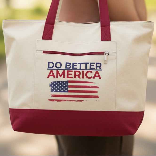 Do Better America Canvas Tote Bag – Heavyweight Zipper Tote