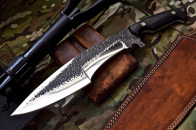 Premium Custom-Made Hunting Knife with Leather Sheath - Korvel