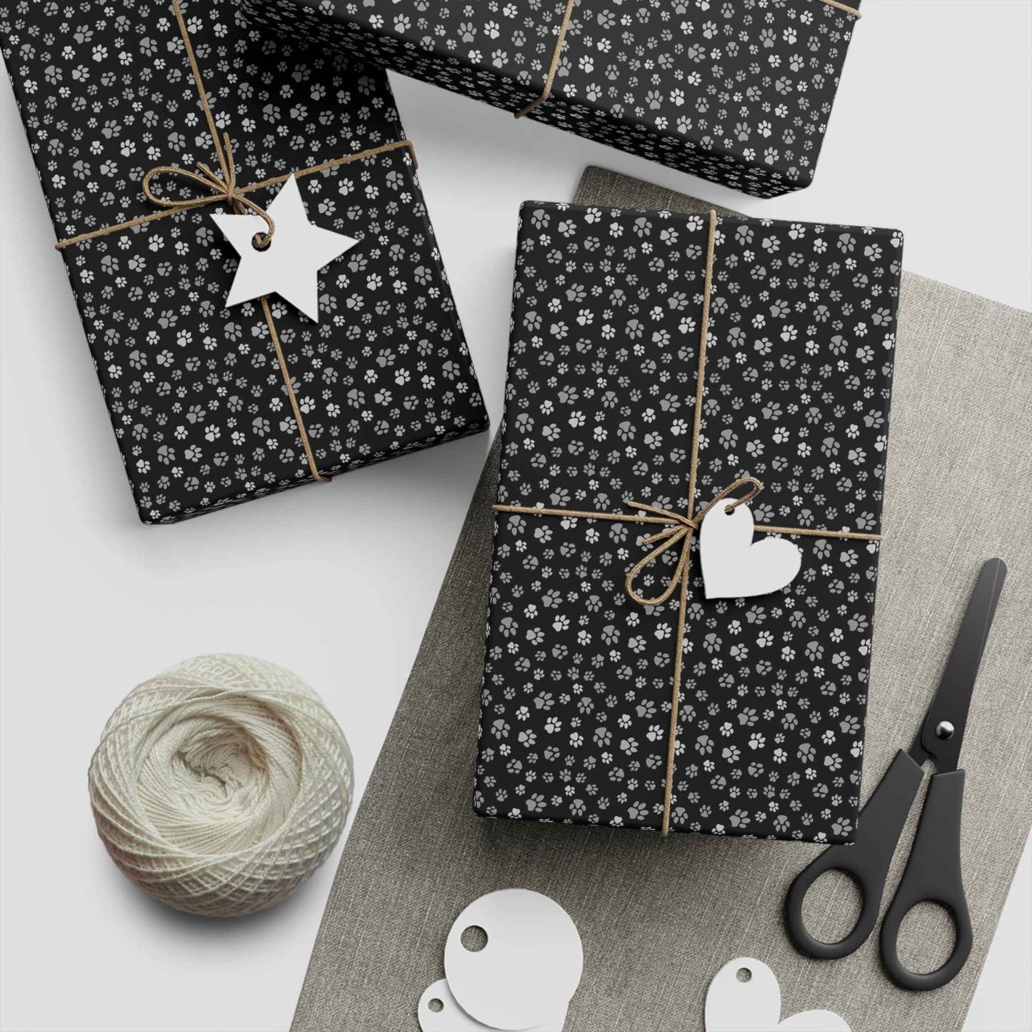 Black Paws Gift Wrapping Paper Sheets