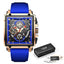 Lige New Men's Watch Square Multifunction Chronograph 30M Waterproof Watch - Korvel