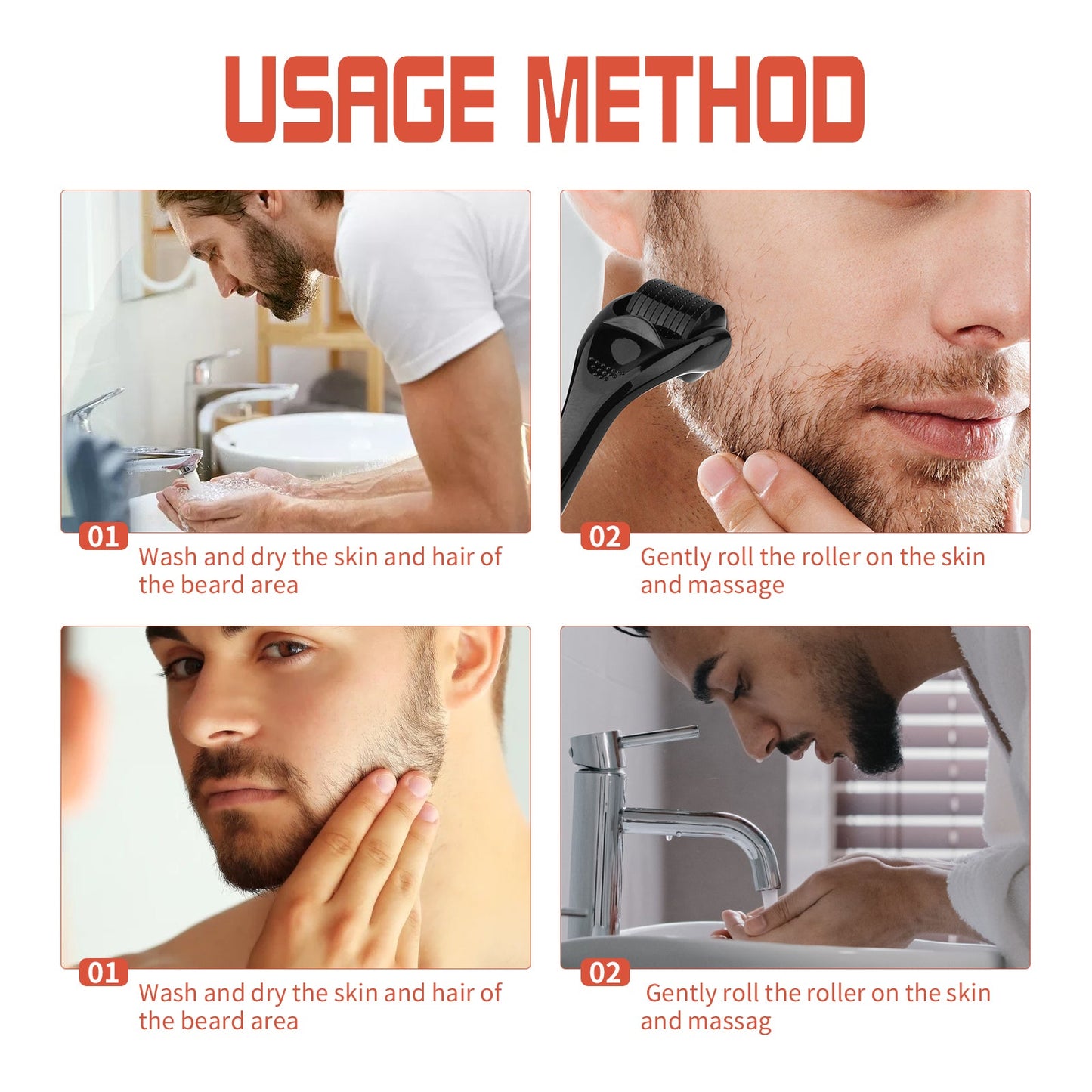 Beard Bushy Roller, Strong Root Moistens Soft Light For Men Nourishing Bushy Growing Beard Comb - Korvel